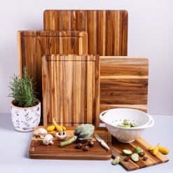 TeakHaus Edge Grain Cutting Board W/Hand Grip + Juice Canal (Rectangle) | 20" X 15" X 1.5" -All-Clad Shop 01.14 traditional