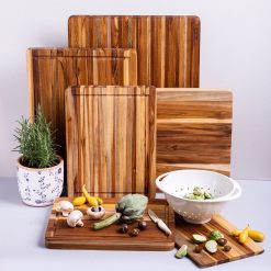 TeakHaus Edge Grain Cutting Board W/Hand Grip + Juice Canal (Rectangle) | 20" X 15" X 1.5" With Board Seasoning Stick 4 TeakHaus Edge Grain Cutting Board W/Hand Grip + Juice Canal (Rectangle) | 20" X 15" X 1.5" With Board Seasoning Stick -All-Clad Shop 01.14 traditional 2