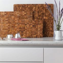 TeakHaus End Grain Cutting/Serving Board + Juice Canal (Rectangle) | 18" X 14" X 1" -All-Clad Shop 08.1 scandi