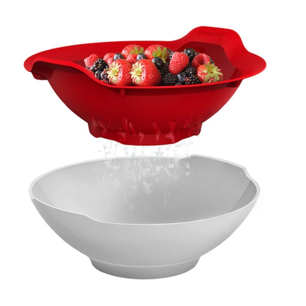 Prepara Berry Bowl | White/Red Prepara Berry Bowl | White/Red -All-Clad Shop 1015