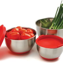 Norpro Stainless-Steel Mixing Bowl Set W/ Lids - 3 Pcs -All-Clad Shop 10446 wveggies1 compressed