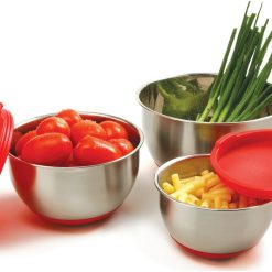 Norpro Stainless-Steel Mixing Bowl Set W/ Lids - 3 Pcs -All-Clad Shop 10446 wveggies2 compressed