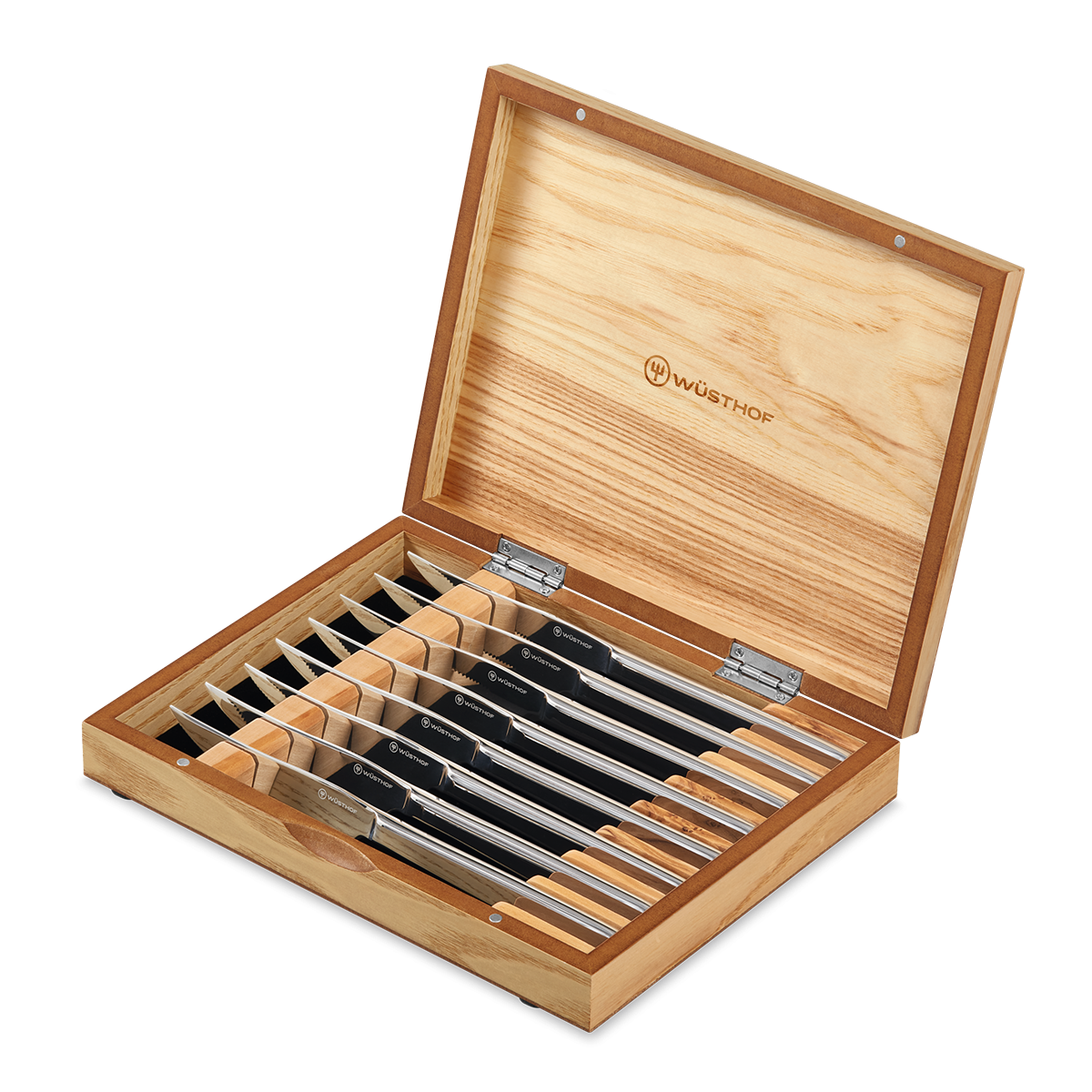 Wusthof 8-Piece Stainless Steel Steak Knife Set | Olivewood Wusthof Cutlery Wusthof 8-Piece Stainless Steel Steak Knife Set | Olivewood -All-Clad Shop 1069510803 02