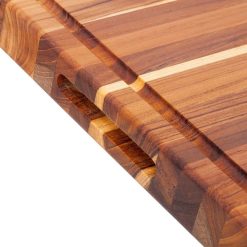 TeakHaus Edge Grain Carving Board W/Hand Grip + Juice Canal (Rectangle) | 24" X 18" X 1.5" With Board Seasoning Stick -All-Clad Shop 108.2 traditional 1