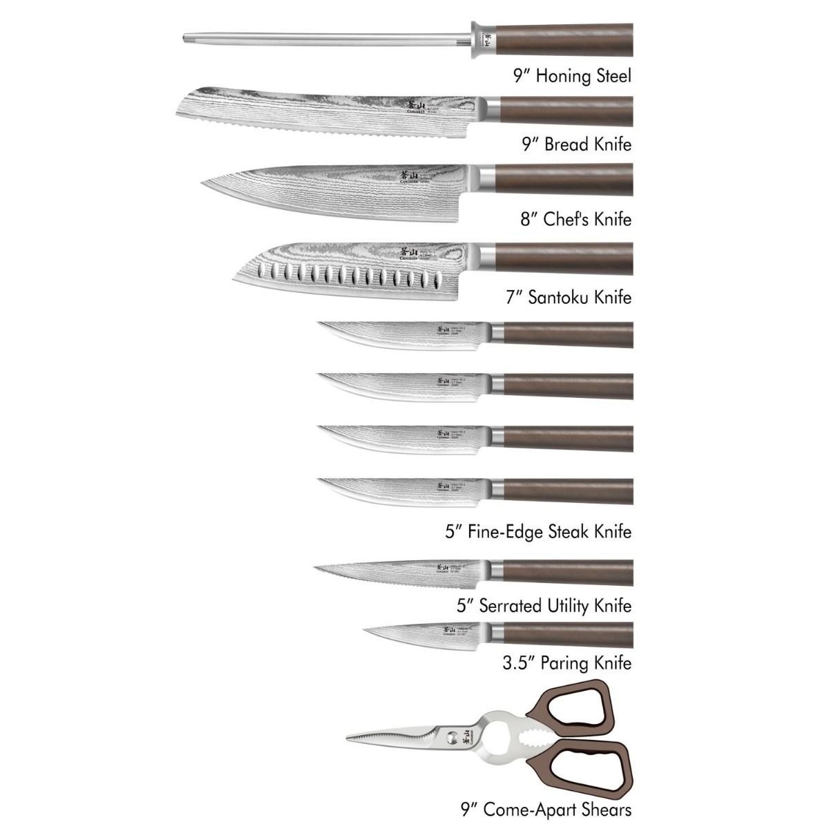 Cangshan Cutlery Haku Series 12-Piece Knife Block Set Cangshan Cutlery Haku Series 12-Piece Knife Block Set -All-Clad Shop 12pccontents