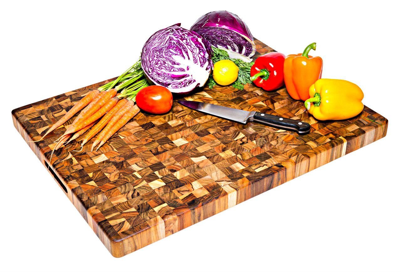 TeakHaus End Grain Carving Board w/Hand Grip (Rectangle) | 24" x 18" x 1.5" TeakHaus End Grain Carving Board W/Hand Grip (Rectangle) | 24" X 18" X 1.5" -All-Clad Shop 332 proteak end grain cutting board 24x18 1