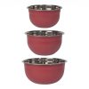 Danica Brands Now Designs By Danica Stainless Steel Mixing Bowls (Set Of 3) | Matte Carmine -All-Clad Shop 5205001 nd set3 mixing bowls carmine main