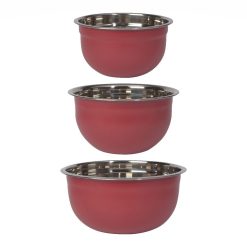 Danica Brands Now Designs By Danica Stainless Steel Mixing Bowls (Set Of 3) | Matte Carmine