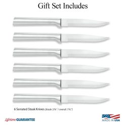 Rada Cutlery 6-Piece Serrated Steak Knife Set | Silver -All-Clad Shop 6 serrated steak knives features c 5000x