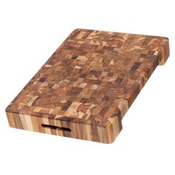 TeakHaus End Grain Butcher Block W/Hand Grip + Bowl Cut Out (Rectangle) | 20" X 14" X 2.5"