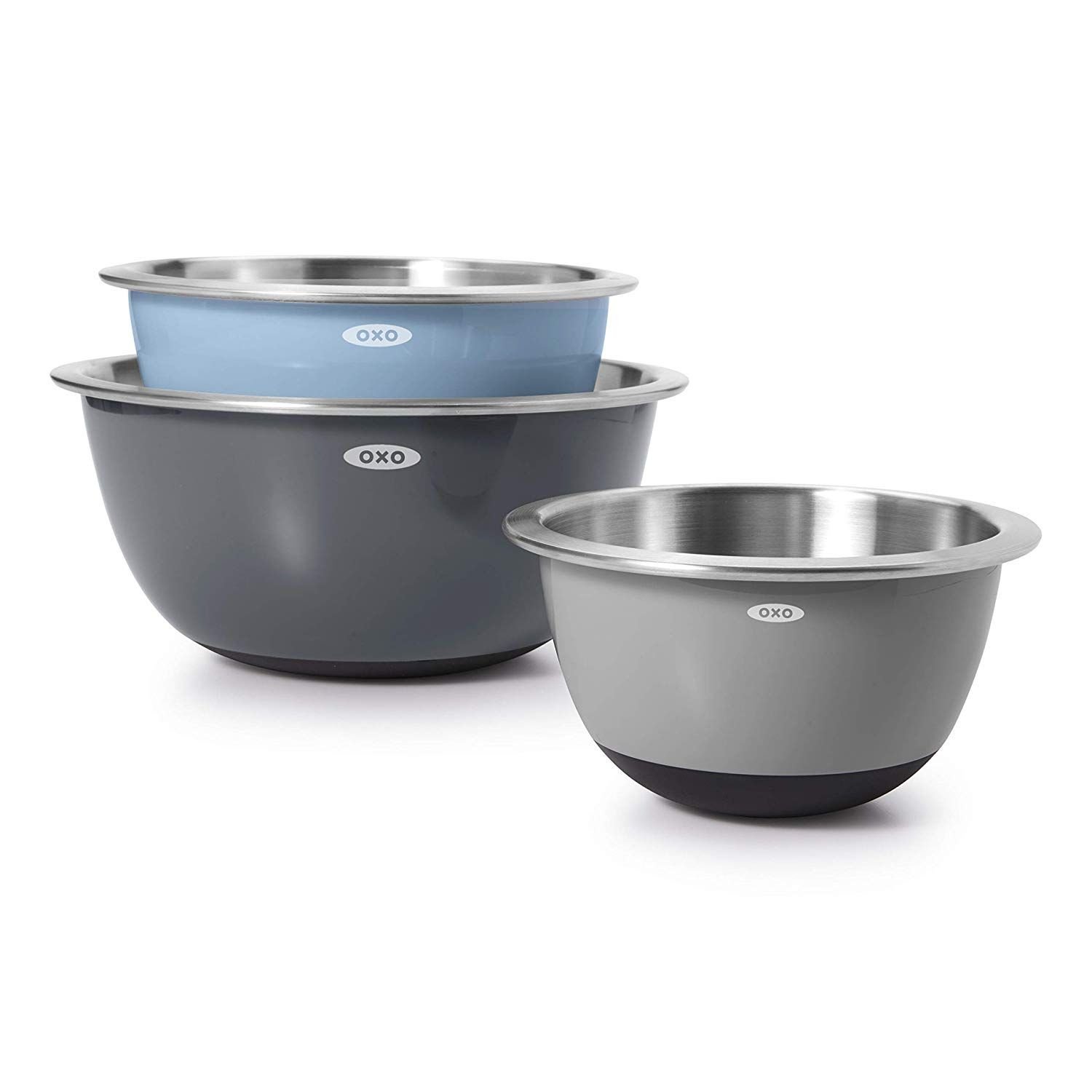 OXO 3-Piece Stainless Steel Mixing Bowl Set | Grey & Blue OXO 3-Piece Stainless Steel Mixing Bowl Set | Grey & Blue -All-Clad Shop 71xruwj ihl. sl1500