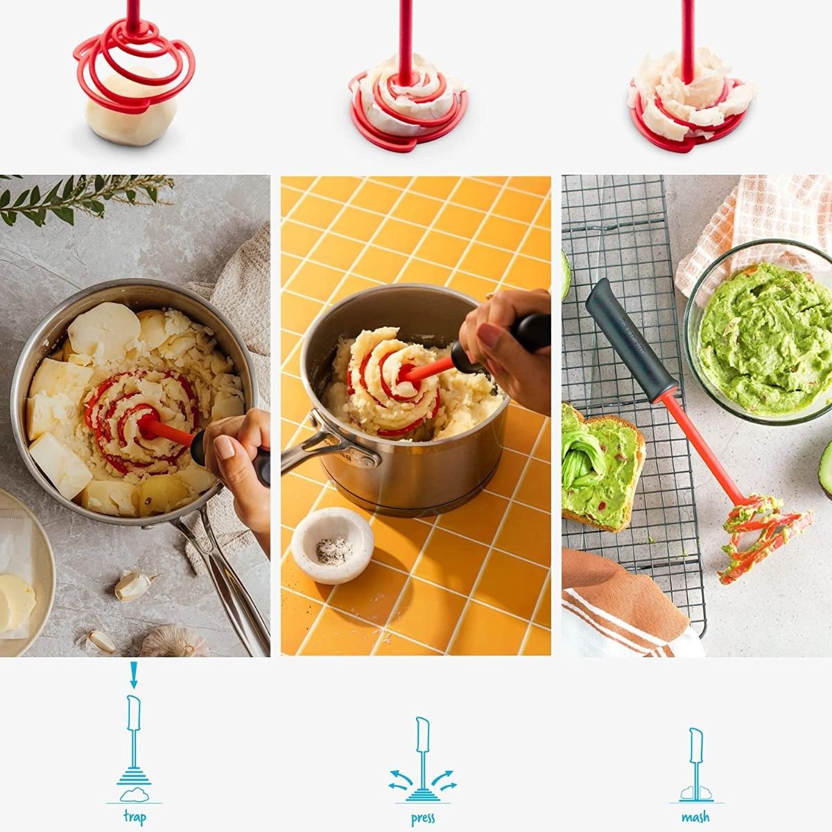 Dreamfarm Smood Lite Potato Masher | Red Dreamfarm Smood Lite Potato Masher | Red -All-Clad Shop