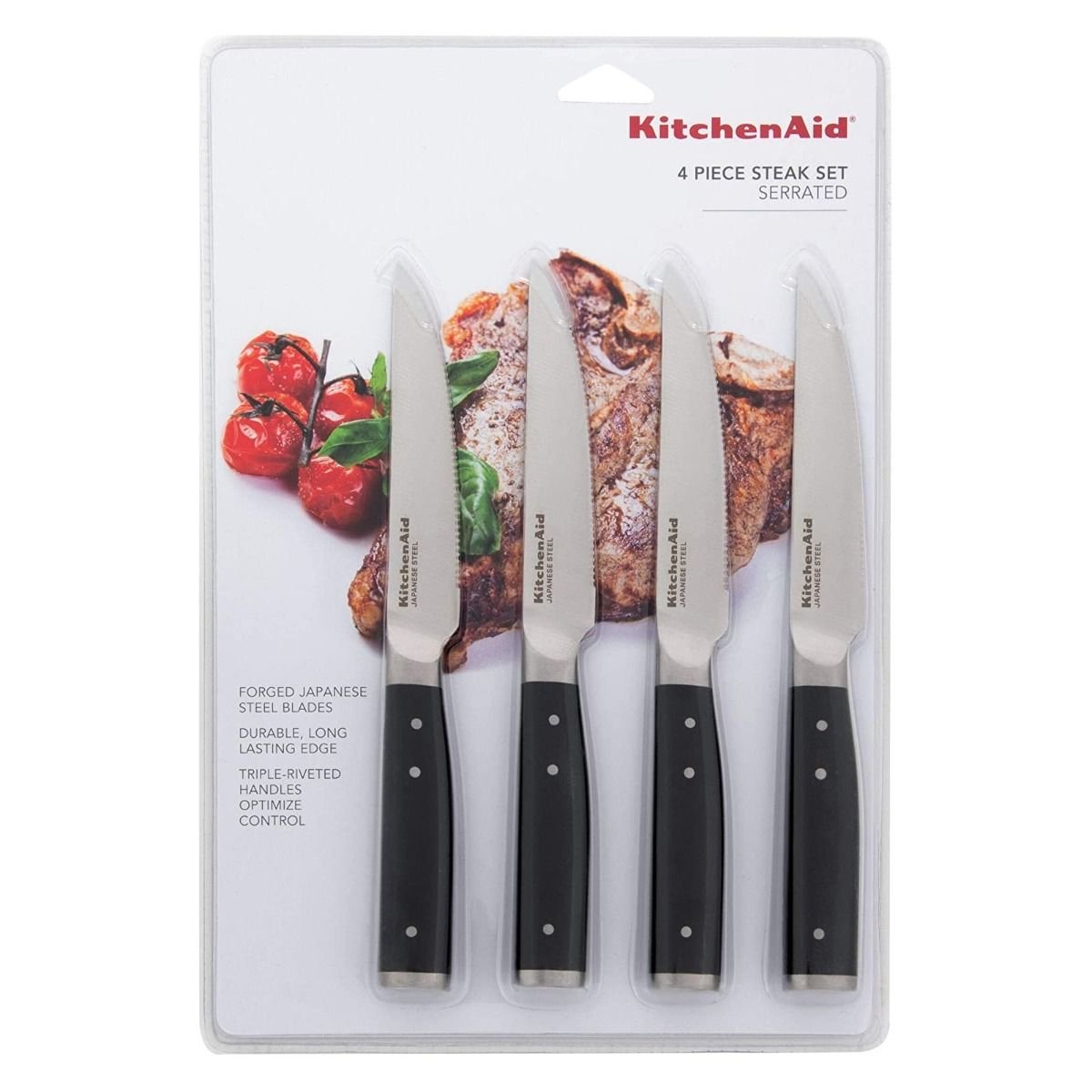 KitchenAid Gourmet Forged 4-Piece 4.5" Steak Knife Set | Serrated KitchenAid Non-Electrics KitchenAid Gourmet Forged 4-Piece 4.5" Steak Knife Set | Serrated -All-Clad Shop 81enlqilckl. ac sl1500