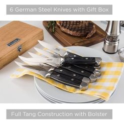 Viking 6-Piece Steak Knife Set With Box | Black -All-Clad Shop 81tggybtw l. ac sl1500