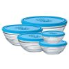 Duralex Lys 5-Piece Stackable Round Glass Bowls With Lids -All-Clad Shop 9072as05 duralex lys round glass bowls with lids set of 5