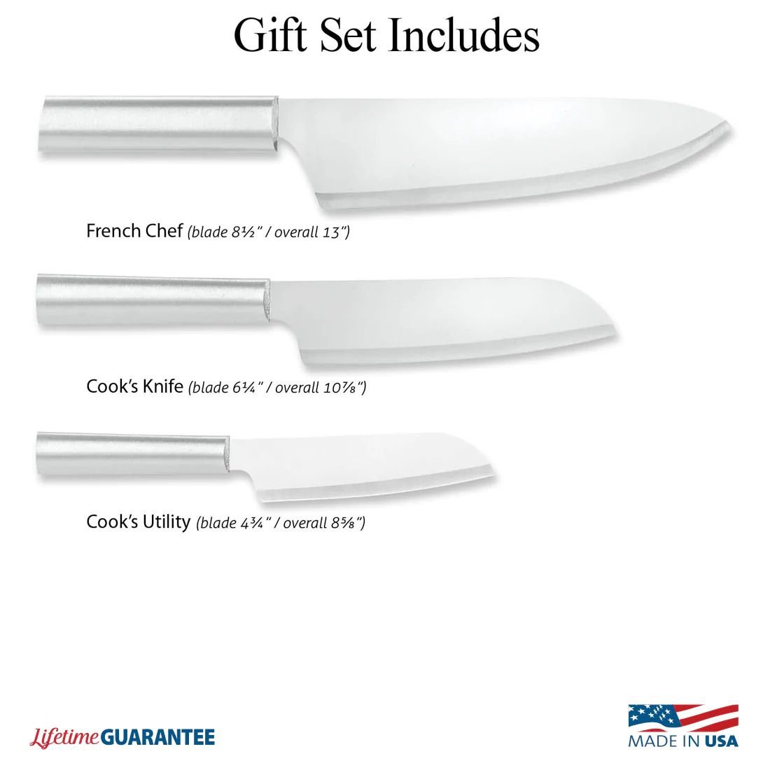 Rada Cutlery 3-Piece Chef's Select Gift Set | Silver Rada Cutlery 3-Piece Chef's Select Gift Set | Silver -All-Clad Shop chef select gift set features