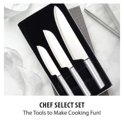 Rada Cutlery 3-Piece Chef's Select Gift Set | Silver 4 Rada Cutlery 3-Piece Chef's Select Gift Set | Silver -All-Clad Shop chef select gift set s57 text1 5000x