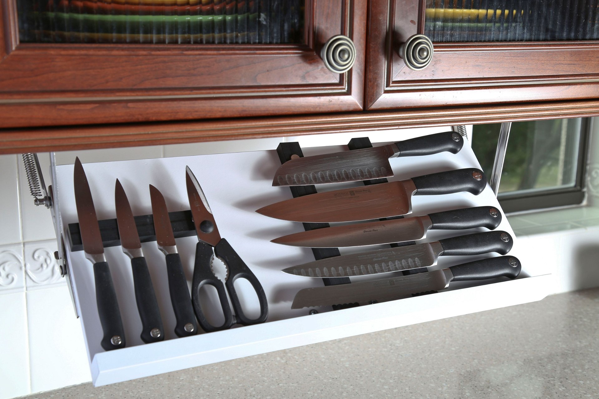 Drop Block Under Cabinet Knife Storage Rack - Large, White Drop Block Under Cabinet Knife Storage Rack - Large, White -All-Clad Shop dropblockwhiteknifestorageblock 75
