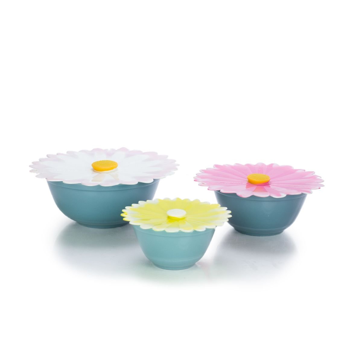 Mosser Glass Mixing Bowl Set with Silicone Lids | Georgia Blue & Daisies Mosser Glass Mixing Bowl Set With Silicone Lids | Georgia Blue & Daisies -All-Clad Shop ekb mobcvgbd 1