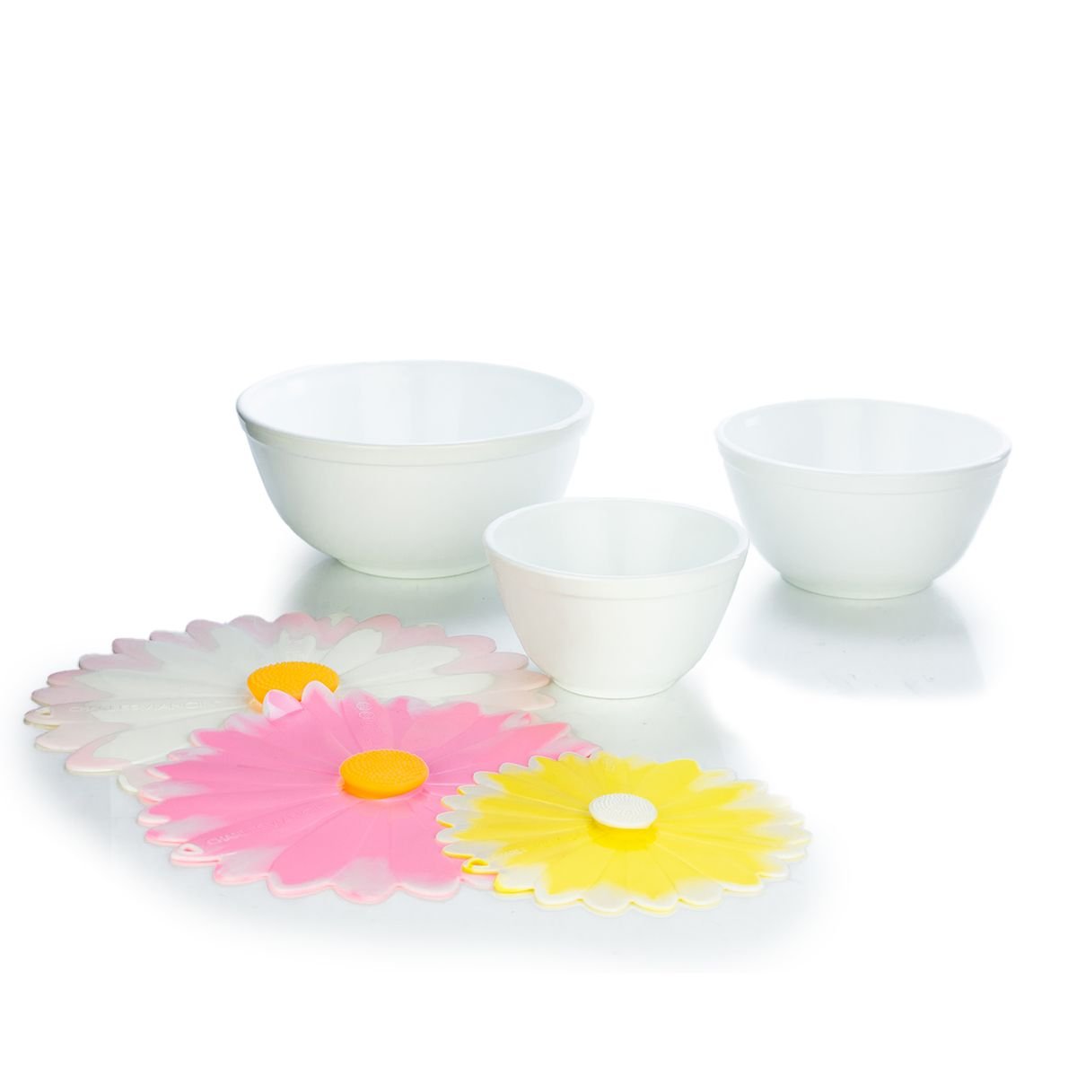 Mosser Glass Mixing Bowl Set with Silicone Lids | White & Daisies Mosser Glass Mixing Bowl Set With Silicone Lids | White & Daisies -All-Clad Shop ekb mobcvwd