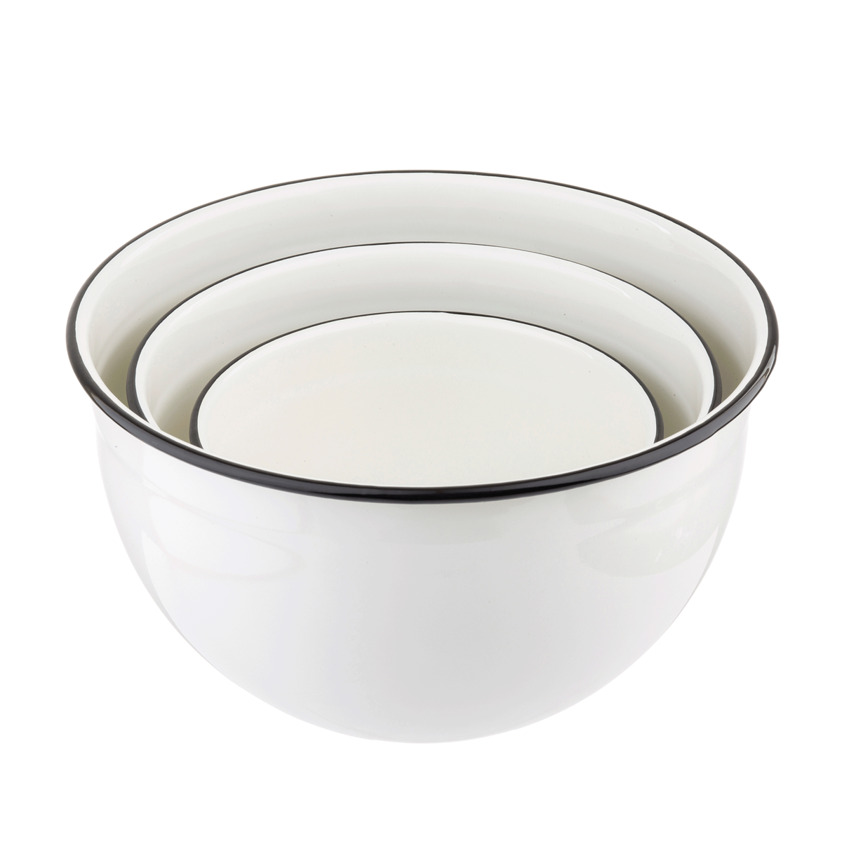 TableCraft Enamel Coated Mixing Bowls (Set of 3) | White & Black TableCraft Enamel Coated Mixing Bowls (Set Of 3) | White & Black -All-Clad Shop h80002 01.default