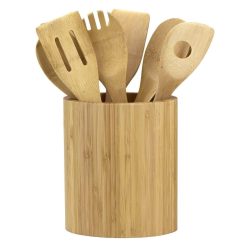 Totally Bamboo Oval Kitchen Utensil Holder | 6" X 4" X 7" -All-Clad Shop holder4