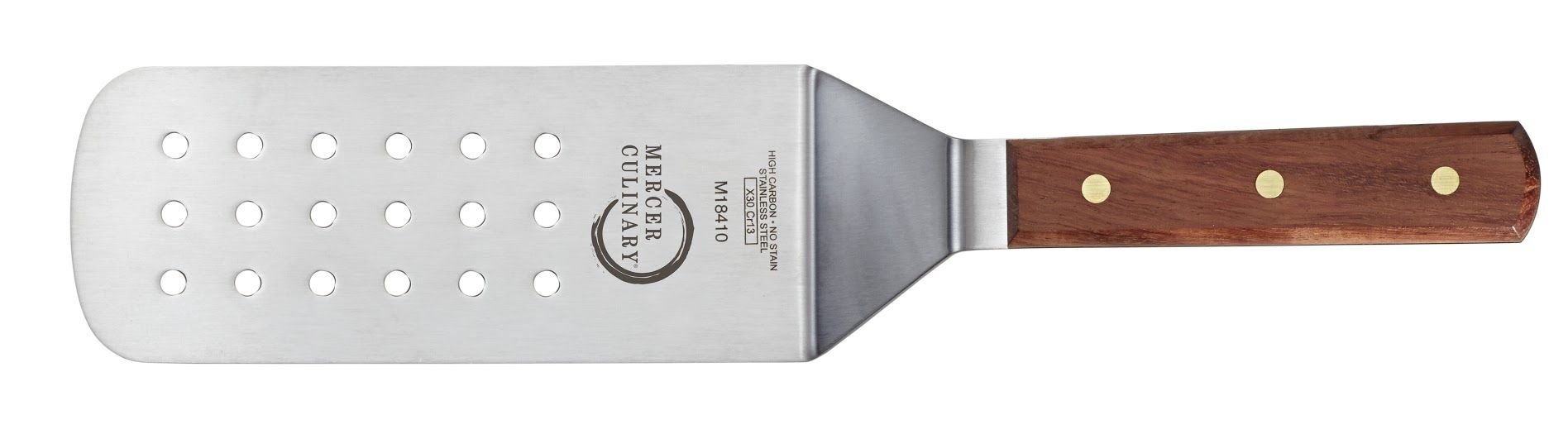 Mercer Praxis 8" x 3" Perforated Turner (Rosewood) Mercer Cutlery Mercer Praxis 8" X 3" Perforated Turner (Rosewood) -All-Clad Shop