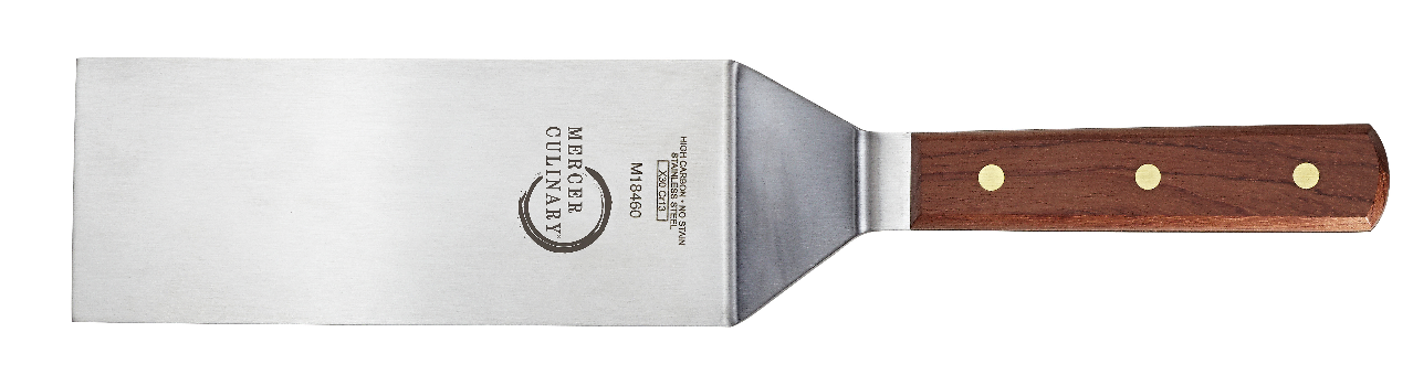 Mercer Culinary Praxis 8" X 3" Square Edge Turner (Rosewood) -All-Clad Shop m18460 mercer culinary praxis 8 x 3 square edge turner rosewood