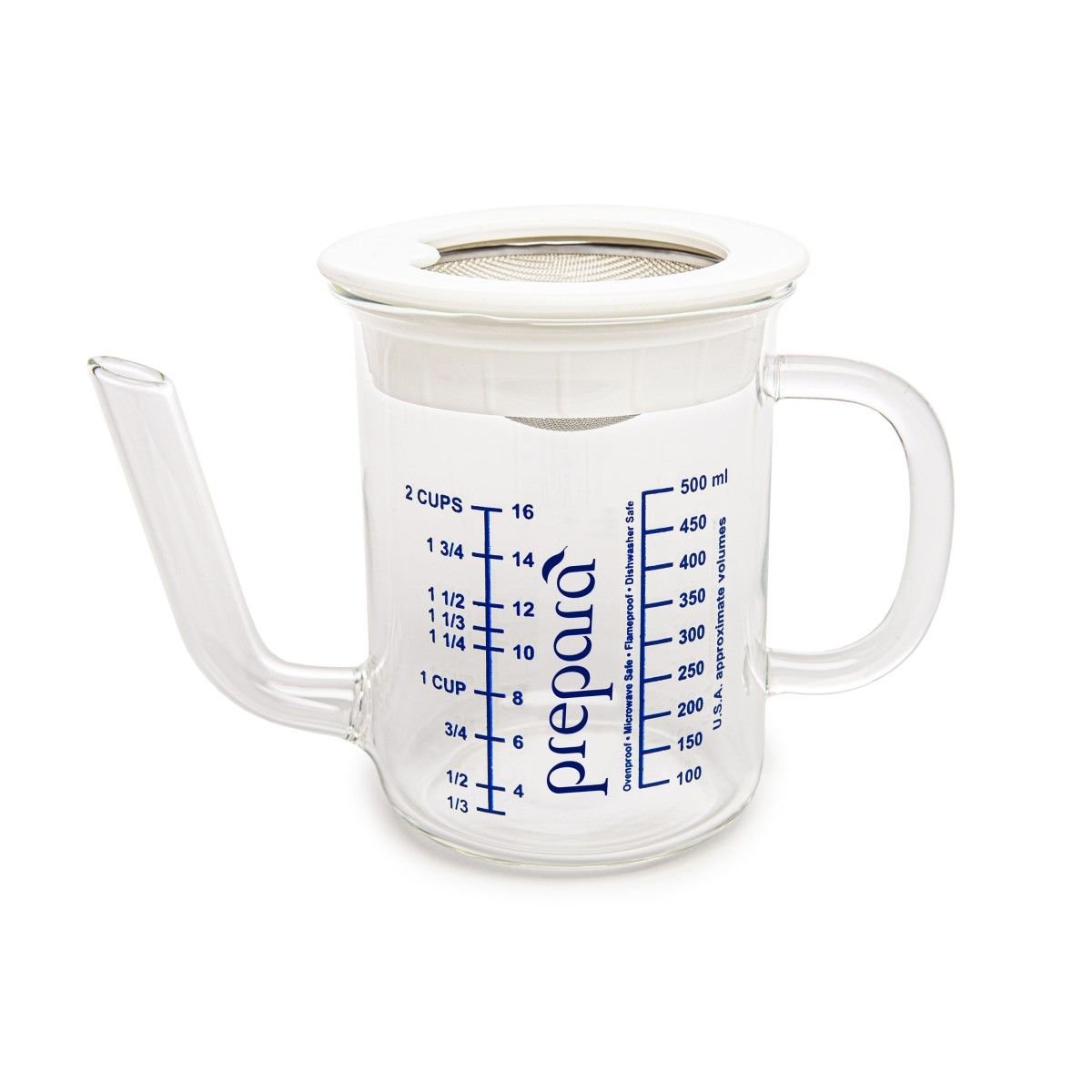 Prepara Fat Separator With Strainer | 2 Cup -All-Clad Shop prepara fat separator 2 cup image 1 white bg