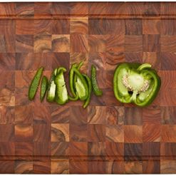 TeakHaus End Grain Carving Board W/Hand Grip + Juice Canal (Rectangle) | 20" X 14" X 2.5"