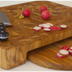 TeakHaus End Grain Butcher Block W/Hand Grip + Bowl Cut Out (Rectangle) | 20" X 14" X 2.5" -All-Clad Shop proteak cutting board bowl cutout 601 popup