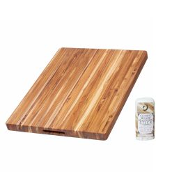 TeakHaus Edge Grain Carving Board W/Hand Grip (Rectangle) | 24" X 18" X 1.5" With Board Seasoning Stick