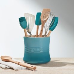 Le Creuset Large Utensil Crock | Caribbean Blue -All-Clad Shop rs13771 crock gwp lpr