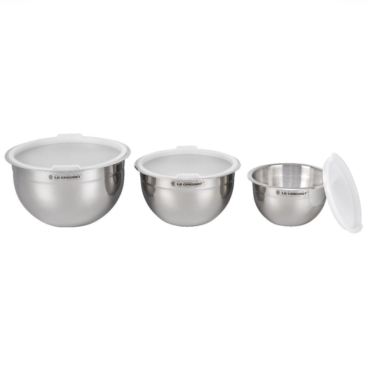Le Creuset Nested Stainless Steel Mixing Bowls (Set of 3) Le Creuset Nested Stainless Steel Mixing Bowls (Set Of 3) -All-Clad Shop rs18020 ssb1004s3
