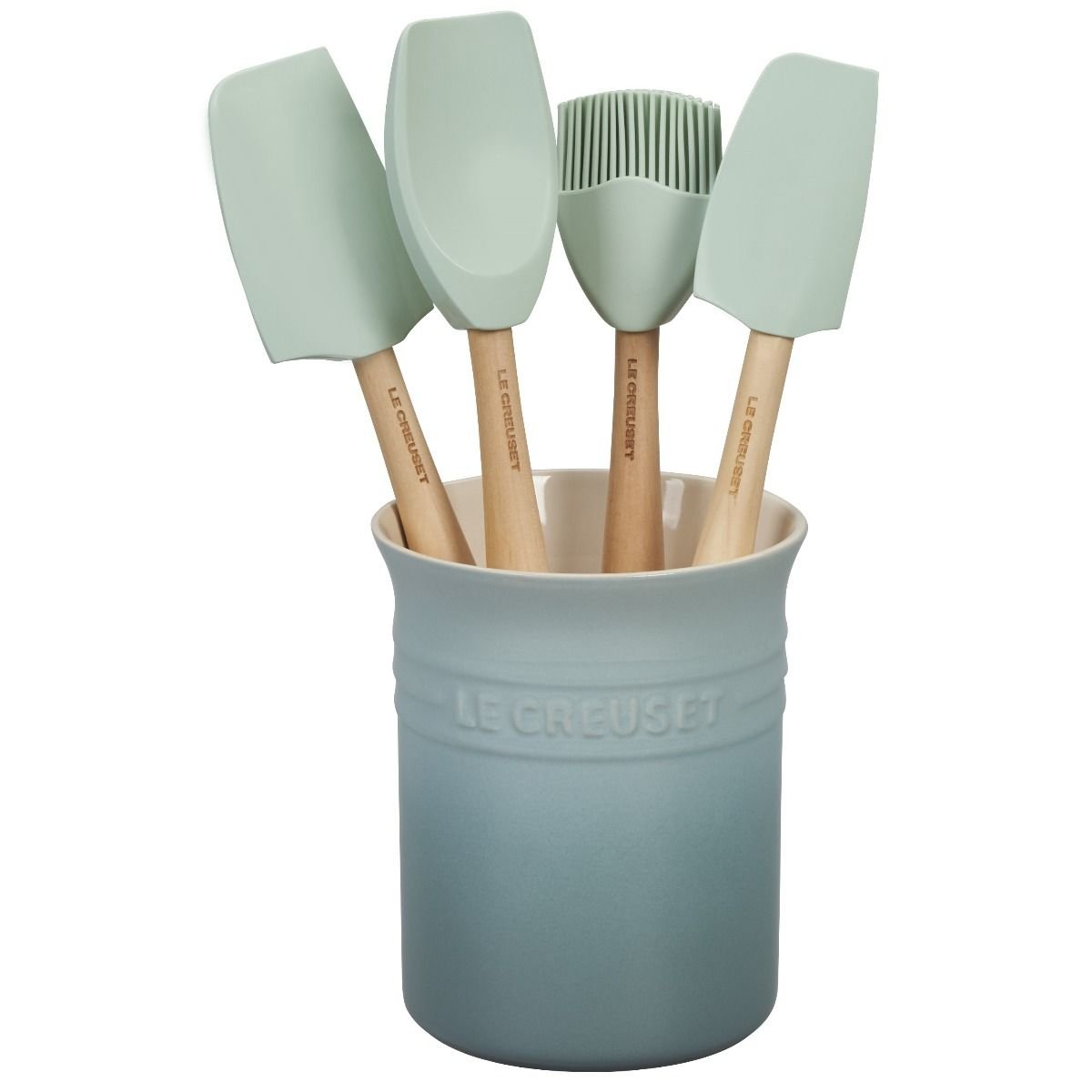 Le Creuset 5-Piece Craft Series Utensil Set with Crock | Sea Salt Le Creuset 5-Piece Craft Series Utensil Set With Crock | Sea Salt -All-Clad Shop rs9526 js450 7 7