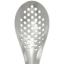 Mercer Culinary 6.75" Spherification Stainless Steel Plating Spoon -All-Clad Shop spherification spoon silver perforated bowl m35162