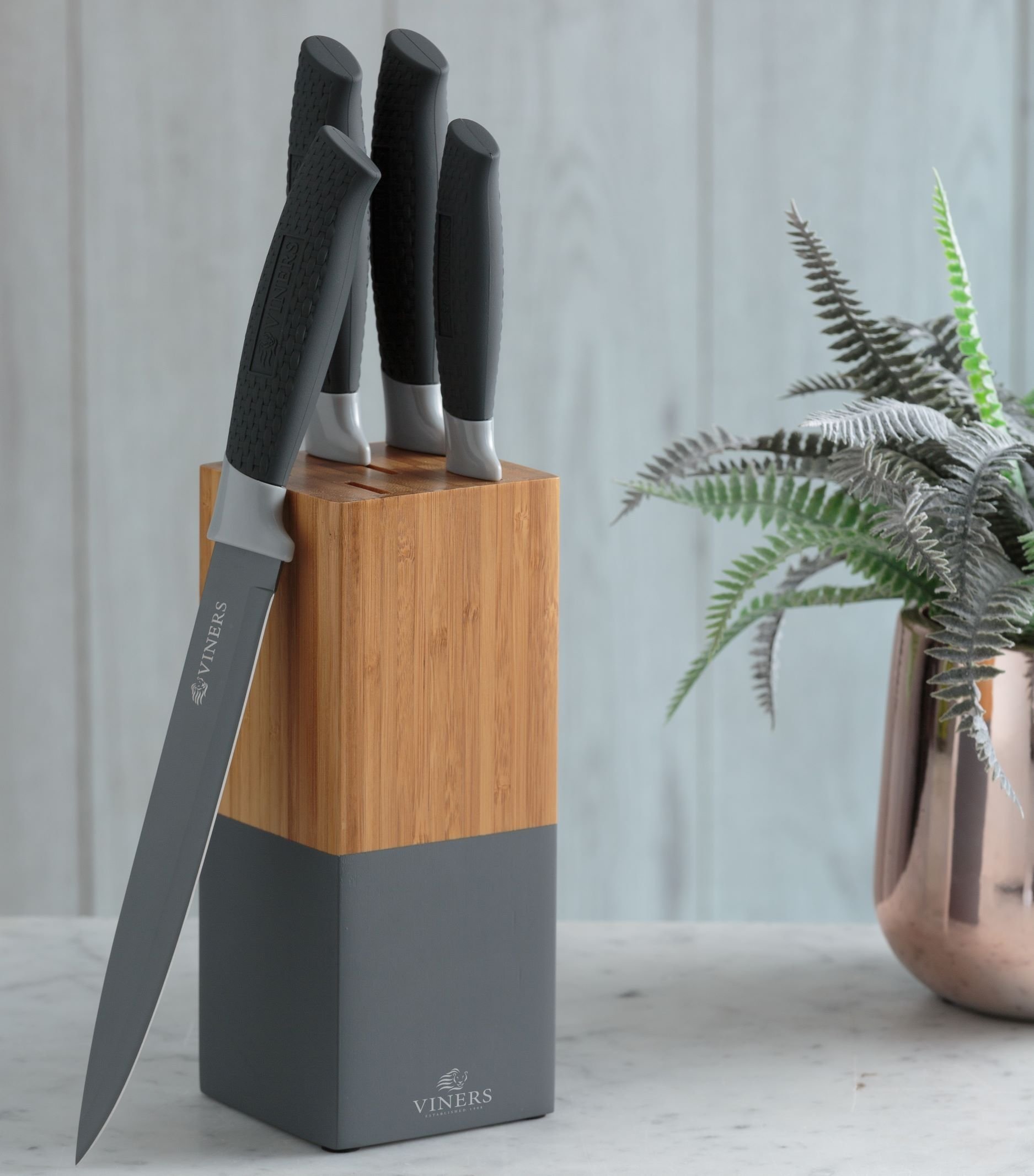 Viners Horizon 6-Piece Knife Block Set |Grey Viners Horizon 6-Piece Knife Block Set |Grey -All-Clad Shop viners horizon grey 1